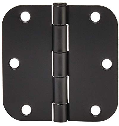 Amazon Basics Sturdy Rounded 5/8 Radius Interior Door Hinges with Included Screws, 3.5 x 3.5, Matte Black, 18-Pack