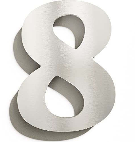 Numero civico moderno 8 - acciaio inox - resistente alle intemperie - compreso il materiale di montaggio - N.28.E