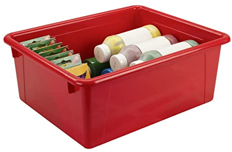 Storex Bandeja de Almacenamiento, tamaño Carta, 10 x 13 x 5 Pulgadas, Rojo, Paquete de 5 (62525U05C)