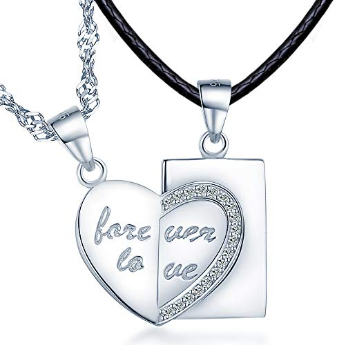 Unendlich U“Forever Love Partner-Ketten mit Laser-Gravur Partnerschmuck 925 Sterling Silber Anhänger Paar Halskette Geschenk für Liebste