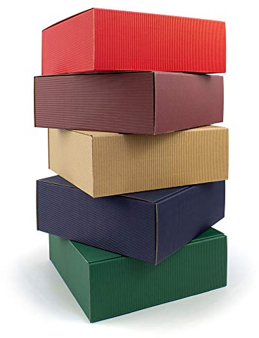 Geschenkkarton quadratisch, 300 x 300 x 110 mm, 10 Stück, 5 Farben