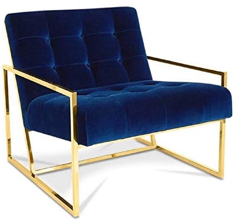 Casa Padrino Luxus Chesterfield Lounge Club Samt Sessel Dunkelblau/Gold 70 x 80 x H. 68 cm - Chesterfield Möbel