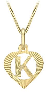 CARISSIMA Damen 9 Karat Gelbgold Diamantschliff Initiale Herz Anhänger an Panzerkette – 46 cm, Gelbgold, Diamant