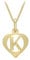 CARISSIMA Women's 9ct Yellow Gold Diamond Cut 'K' Initial Heart Pendant on Curb Chain - 46cm/18