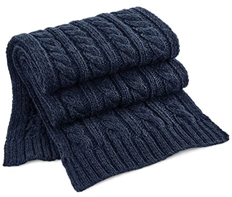 Beechfield B499 Cable Knit Melange Scarf - Navy