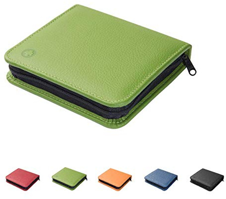 Homöopathische Taschenapotheke für Globuli, leer, Globuli-Tasche für 48 Globuli-Röhrchen (Glas), handgemacht aus echtem Leder (mai-grün)
