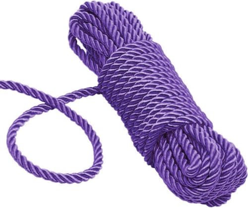 KuTi Kai All Purpose Rope 8 mm 10M - 32 Feet Length Strong Multifunctional Soft 100% Nylon Rope Natural Twisted Durable Long Ropes (Purple)