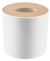 Caja de pañuelos, MAGT Caja de pañuelos de plástico Simple Cubierta de Madera extraíble Soporte de pañuelos Organizador de pañuelos para Oficina en el hogar(Round)