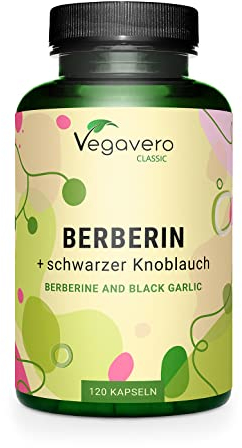 Berberine 1032 mg | Avec Ail Noir, Chrome et Poivre | 3 MOIS | 97% Berbérine HCl | Cholestérol + Métabolisme | 90 Gélules | Sans Additifs | Vegavero®