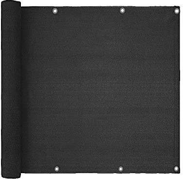 WMLBK 5M Balcony Privacy Screen,Garden Fence Sun Shade Balcony UV Protection Shade Screen Windbreak Fence Panel Cover (Black)