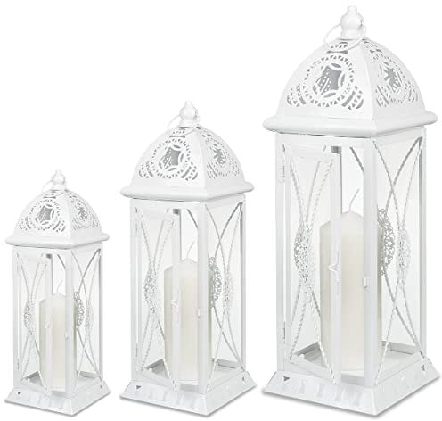 SEVICO Laterne XXL Set 3 Gartenlaterne Metall Windlicht Laternen Deko Kerzenhalter Kerzenleuchter Kerzenständerr für Outdoor Wohnzimmer Garten Balkon Innen Indoor