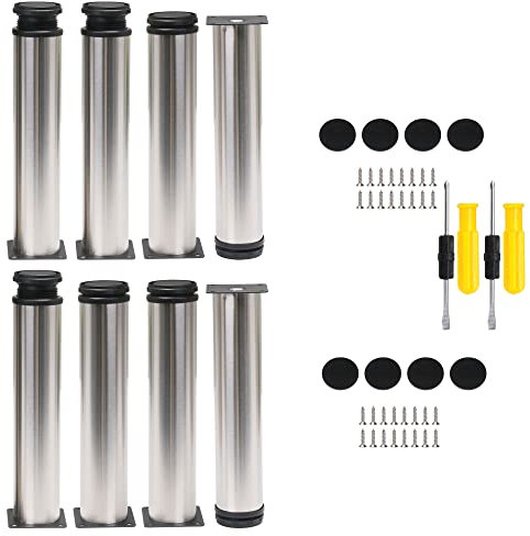 8Pcs Stainless Steel Adjustable Furniture Legs Cabinet Metal Legs 50x250mm