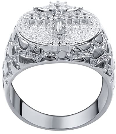 .iced-out. Sterling 925er Silber Ring - JESUS CROSS - 9