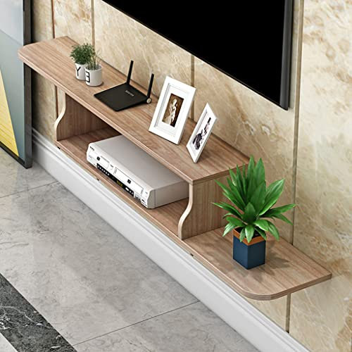 N / B Meuble TV Flottant Mural en Bois avec Stockage Ouvert Meuble TV Suspendu Moderne Composant D'éTagèRe avec Gestion des CâBles,100cm/39.37