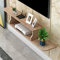 N / B Meuble TV Flottant Mural en Bois avec Stockage Ouvert Meuble TV Suspendu Moderne Composant D'éTagèRe avec Gestion des CâBles,100cm/39.37