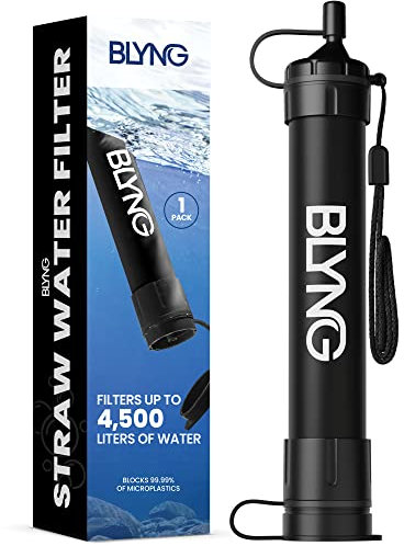 Outdoor Straw Water Filter, Survival Straw Water Purifier, for Healthy Drinking, Water Filtration Blocks 99.99% Microplastics, Great for Hiking, Camping, Hunting, Fishing, Family Outing
