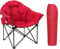 LET'S CAMP Oversized Camping Chairs Padded Moon Round Chair Saucer Recliner with Folding Cup Holder and Carry Bag(red)