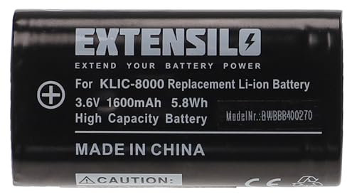 EXTENSILO Batterie Compatible avec Kodak EasyShare Z612, Z712 is, Z8612 is, Z812 is Zoom Appareil Photo, Reflex numérique (1600mAh, 3,6V, Li-ION)