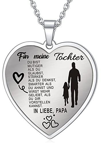 YOTHIWAD Halskette für Tochter herz anhänger Tochter Kette mit inspirierendem Text an meine tochter Halskette Schmuck Geschenke für Tochter von Mama Papa