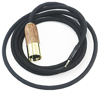 Connecteur XLR symétrique à 4 broches 6N OCC Câble en cuivre argenté Câble XLR symétrique à 4 broches Compatible avec les casques Sennheiser HD598 HD598SE,HD560s HD598Cs,HD598SR, HD599 Boîtier en bois