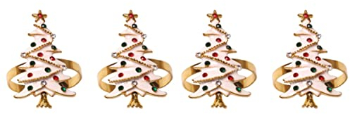 Garneck 4 Stück Weihnachtsbaum Serviettenringe Tannenbaum Tisch Christbaum Tisch Weihnachten Serviettenringhalter weihnachtliche Tischdekoration Weihnachtsdekorationen Serviettenhalter
