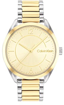 Calvin Klein Analog Quarzuhr für Damen mit Zweifarbiges Edelstahlarmband - 25200192