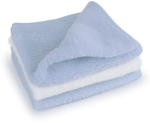 D.A.Y. Republic Baby Wash Cloths 3 Pack, Microfibre, Blue | Soft face cloths, baby washcloth for hands & faces, reusable, chemical-free, fast-drying, sensitive skin friendly