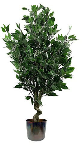 Leaf Realistic Artificial Ficus Tree with Planter, Mixed Materials, 110cm Evergreen Multicolour