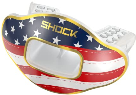 Shock Doctor Football Lip Guard Mouthpiece with Strap – Breathable, Wide Opening – Adult & Youth OSFA