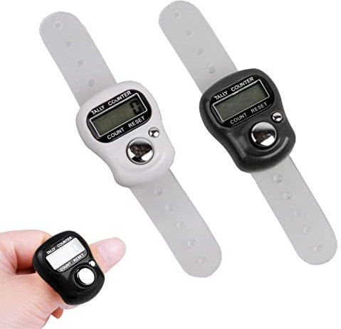 BAOSROY Contador Manual,Contador Dedo,Contador de Filas,Contador Manual Dedo,Contador Digital Dedo,Contador de Dedo Electronico,LCD Contador para Puntuación de Golf,2 Piezas