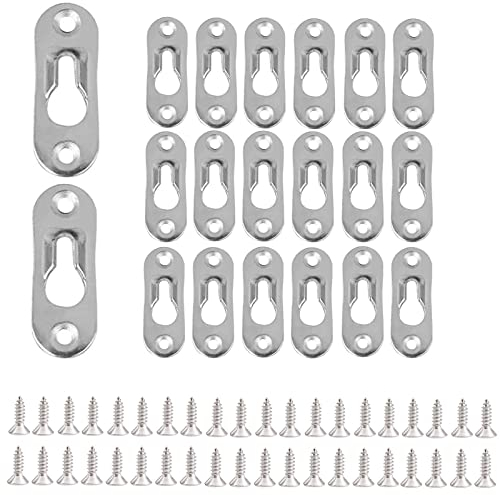 20 Pcs Keyhole Hangers Heavy Duty Keyhole Hanging Plates 45mm*16mm Picture Frame Keyholes with 40 Screws for Photos Pictures Frames Craft Decorations