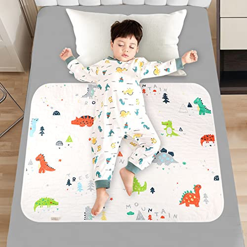 Thboxes Potty Training Bed Pad, Dinosaur Bed Protector for Kids Bed Wetting Mattress Protector Waterproof Protection Toddler Bed Wetting Mats Fits Single Size Bed,70 * 90cm