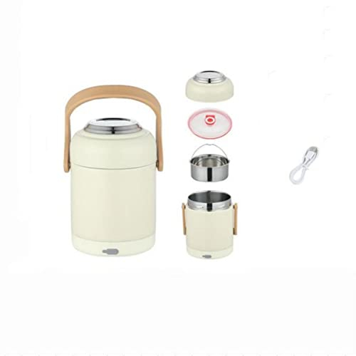 LANMOU 1.9L Elektrisch Beheizte Lunchbox, Thermobox für Essen Lunchbox Elektrisch Speisenwärmer Thermo Brotdose Warmhaltebox Edelstahl Warmhaltebehälter USB-Laden