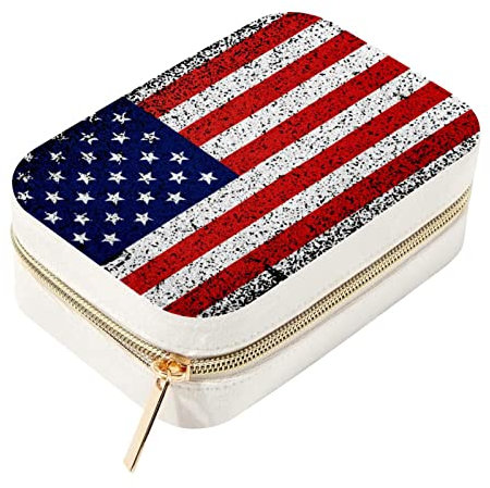 Reise-Schmuckkästchen mit USA-Flagge, kleiner Organizer, Aufbewahrungsbox für Damen und Mädchen