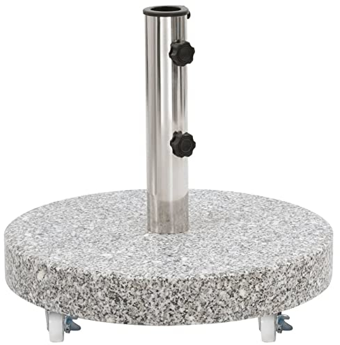 CIADAZ Socle de Parasol Granite 30 kg Rond Gris,Socle de Parasol,Pied de Parasol,Socle pour Parasol