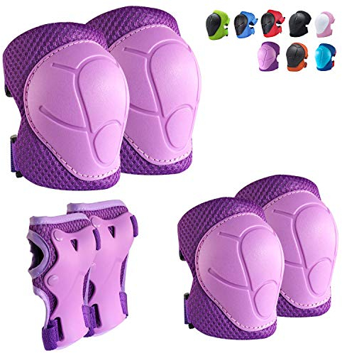 CKE Knee Pads for Kids Kneepads and Elbow Pads Toddler Protective Gear Set Kids Elbow Pads and Knee Pads for Girls Boys with Wrist Guards 3 in 1 for Skating Cycling Bike Rollerblading Scooter