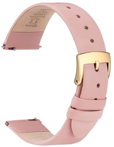 OTTOODY Leder Uhrenarmbänder 12mm 14mm 16mm 18mm 20mm 22mm Armband, Schnellverschluß Ultraweiches Leder Uhrenarmband für Damen Herren, Hochwertige Leder Armband für Uhr & Smartwatch, Goldene Schnalle