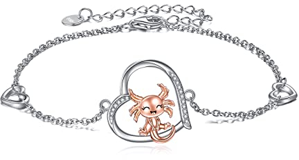 YAFEINI Axolotl Geschenke Sterling Silber Axolotl Armband Herz Axolotl Schmuck für Frauen Mädchen Schmuck Geschenke