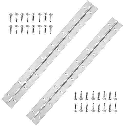 Belvanr Charnières Piano 2 Pièces Charnières de Piano Bandes de Piano avec 32 vis Charnières avec Trous Charniere Piano Longue Heavy Duty Poli Charnières Piano Charnières pour Portes d'armoire