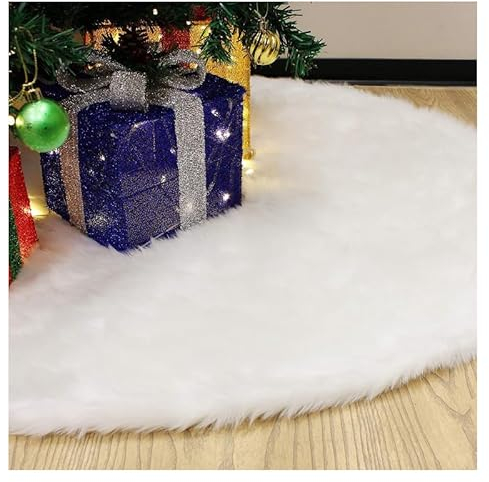 150CM Weihnachtsbaumdecke,Tannenbaum Decke Fell Rund Weihnachtsbaum Teppich,Weihnachtsbaum Plüsch Rock für Weihnachten Neujahr Party Dekoration Weiß