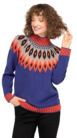 Laurasøn Norwegerpullover, Wollanteil, Stehkragen, Langarm, mit recyceltem Polyester blauviolett XL 823001736-XL
