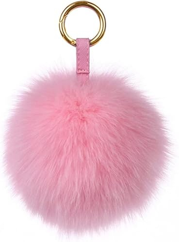 Kaninchenfell Anhänger Taschenanhänger Schlüsselanhänger Echtfell Pelz Bommel für Handtaschen, Taschen und Auto-Rückspiegel