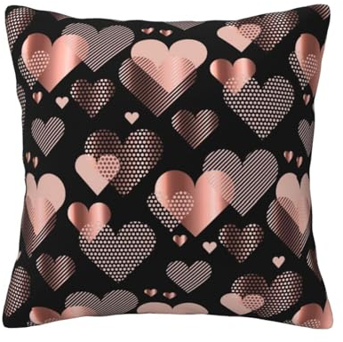 ZaKhs Rose Gold Love Heart Print Throw Pillow Covers Cute Throw Pillow Case Soft Couch Pillows Decorative Square Pillow Covers For Bedroom Living Room 16x16