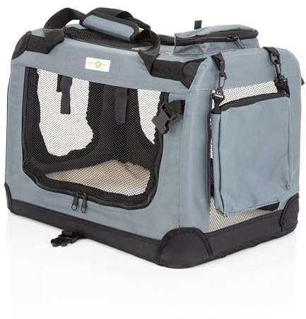 Fabric Dog Crate in Grey, XS Size 50cm, Cat Pet Carrier by Cozy Pet Folding Transport Travel Cage Ideal for Dogs, Puppies, Cats, Rabbits, etc. FDC-XS-GR