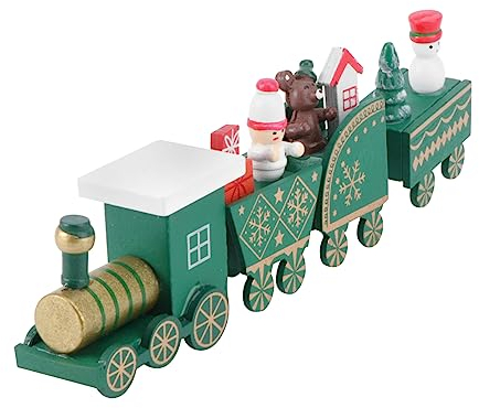 ifundom Weihnachtszug Weihnachtsdorfhäuser Holzfiguren Weihnachtsfestbevorzugungsgeschenk Weihnachtsdekoration Aus Holz Desktop-Dekoration Weihnachts-Desktop Kamin Hölzern Kind Karikatur