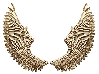 Areao 2x Metall Engelsflügel Wanddeko, Wandobjekt Engelsflügel Metall Engel Wandhänger Gold Wandskulptur Flügel Groß Wohnbereich Wanddekoration für Schlafzimmer Wohnzimmer 38x100cm