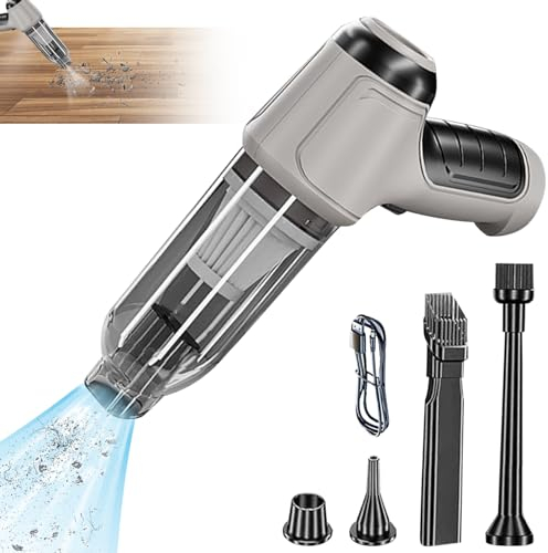 Handheld Vacuum Cleaner - Shark Cordless handheld vacuum cleaner - Rechargeable Hand Held Suction Blowing Vacuum Cleaner - Portable Car Vacuum Cleaner - Mini Car Hoover for family (Grey)