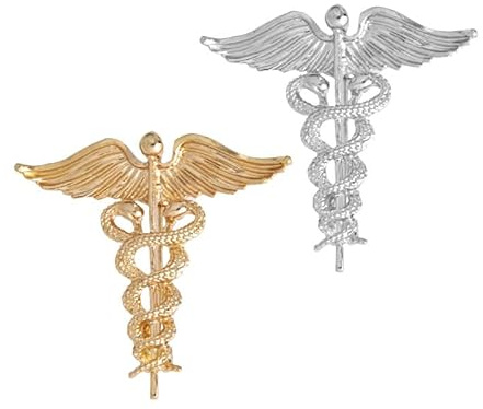 Dreuyet Medizinische Caduceus-Brosche mit Engel, Krankenschwester, medizinisches Symbol, Stethoskop, Schlange, Caduceus, RN, Stillabzeichen, Kristallbrosche, Anstecknadel, Zauberstab, Brosche, Arzt