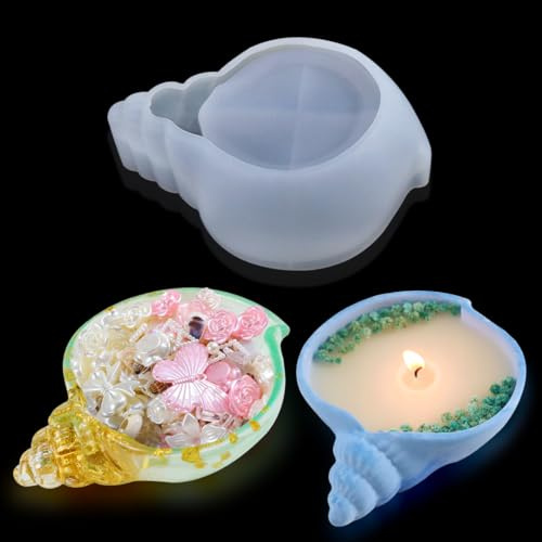 Zayookey Moule Resine Plateau, Moules Époxy en Forme de Coquille Shell Tray Resin Mold Moule Silicone Boîte De Rangement DIY Bougeoir Assiette De Fruits Pots de Fleurs