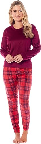 KATE MORGAN Womens Pyjamas Warm Fleece Pyjamas for Women Sets Pjs S-XL | Soft Twosie Pyjama Set for Ladies Gifts for Her BURGUNDY L